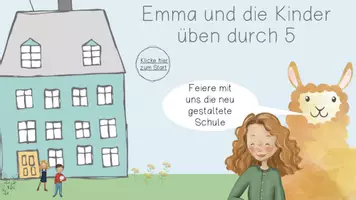 Vorschau - Stationenlernen - Emma übt durch 5 - gemischte Aufgaben - interaktive PDF - 1 mal 1 - Seite 1