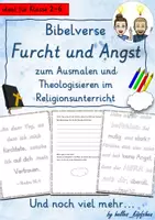 Vorschau - Unterrichtsreihen - Bibelverse Furcht und Angst inkl. Reflexionsteil - zum Ausmalen, kreativen Gestalten, Reflektieren und Theologisieren mit Kindern im Religionsunterricht Bibel - Deckblatt