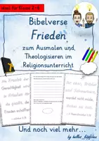 Vorschau - Unterrichtsreihen - Bibelverse Frieden inkl. Reflexionsteil - zum Ausmalen, kreativen Gestalten, Reflektieren und Theologisieren mit Kindern im Religionsunterricht Bibel - Deckblatt