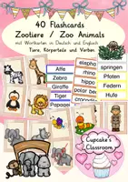 Aperçu - Inclusion - Anglais et Allemand - Flashcards sur le thème des animaux de zoo - zoo animals, English and Deutsch, Zootiere - Page de couverture