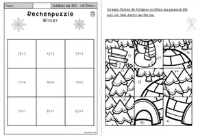 Vorschau - Arbeitsblätter - Rechenpuzzles Winter ZR 100 Addition & Subtraktion (Klasse 2) Mathematik - Seite 3