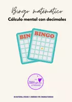 Vista previa - Hojas de trabajo - Bingo números decimales. 5º 6º Primaria. Juego matemático - Portada