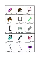 Vorschau - Spiele - Bild-Karten Pferd Lückentext mit Selbstkontrolle - Deckblatt