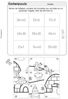 Vorschau - Arbeitsblätter - Winter Rechenpuzzles Klasse 2 | Mathe Zahlenraum 100 - Seite 1