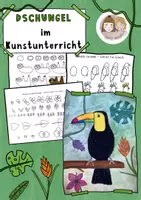 Vorschau - Mal- und Bastelvorlagen - Fertige Kunststunden Dschungel, Kunst Grundschule Urwald - Deckblatt