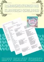 Vorschau - Merkblätter - Randbemerkungen Klausuren in der Oberstufe für Englisch - Deckblatt