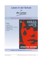 Vorschau - Stundenentwürfe - Unterrichtsmaterial zu ›Die Hassliste‹ von Jennifer Brown - Deckblatt