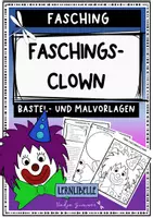 Vorschau - Arbeitsblätter - Faschingsclown - Bastel- und Malvorlagen mit Anleitung für den Kunstunterricht in der Grundschule - Fasching/ Karneval - Deckblatt