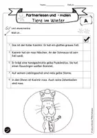 Vorschau - Arbeitsblätter - Partnerlesen und -malen | Tiere im Winter -Katze - Seite 2