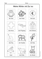 Vorschau - Arbeitsblätter - Arbeitsblätter Eu Druckschrift, Buchstabeneinführung, DaZ, Deutsch - Seite 1