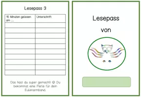 Vorschau - Aufgabenkarten - Lesepass Eule - Seite 1