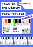 Vista previa - Hojas de trabajo - Musica 🎶 Tarjetas con imágenes para teclado 🎹 SI bemol MENOR - Portada