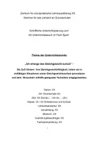 Vorschau - Stundenentwürfe - Unterrichtsentwurf "Ich erlange das Gleichgewicht zurück" - Deckblatt