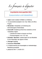 Vorschau - Arbeitsblätter - Leseverstehen u. Wortschatzerarbeitung: Je présente mon quartier (A1) - Deckblatt