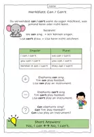 Vorschau - Arbeitsblätter - Can/ Can't Grammar Modal Verbs Worksheets - Seite 1