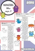 Vorschau - Arbeitsblätter - Monsters: colours and body parts - worksheets/Arbeitsblätter "Who says...?" - Deckblatt