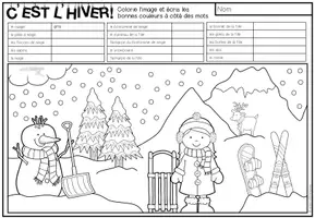 Vorschau - Arbeitsblätter - C'EST L'HIVER! (Winter) - Lis et colorie (Lesen und Malen) - Seite 2