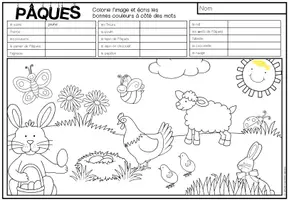 Vorschau - Arbeitsblätter - PAQUES (Ostern) - Lis et colorie (Lesen und Malen) - Seite 2