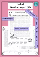 Vorschau - Arbeitsblätter - Suchsel Wortfeld "sagen" (B2) Wortschatz Sprechaktverben – als PDF & Word - Deckblatt