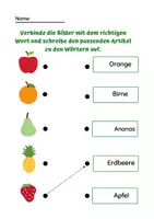Vorschau - Arbeitsblätter - Wortschatz "Obst" - Deckblatt