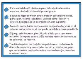 Vista previa - Unidades / Secuencias / Situaciones de Aprendizaje - Bingo de lectura Vocabulario básico del alemán 5 para el primer grado - página 1