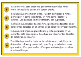 Vista previa - Unidades / Secuencias / Situaciones de Aprendizaje - Bingo de lectura Vocabulario básico del alemán 2 para el tercer grado - página 1