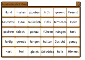 Vista previa - Unidades / Secuencias / Situaciones de Aprendizaje - Bingo de lectura Vocabulario básico del alemán 3 para el tercer grado - página 3