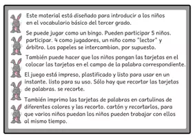 Vista previa - Unidades / Secuencias / Situaciones de Aprendizaje - Bingo de lectura Vocabulario básico del alemán 4 para el tercer grado - página 1