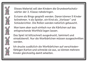 Vorschau - Arbeitsblätter - Lesebingo Grundwortschatz 4 für die 3. Klasse - Seite 1