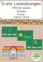 Vorschau - Aufgabenkarten - Digitale Leseübung - Wörter lesen - Rund um die Schule - Deckblatt