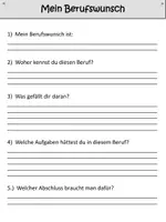 Vorschau - Arbeitsblätter - Mein Berufswunsch - Deckblatt