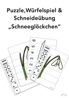 Vorschau - Arbeitsblätter - Puzzle, Würfelspiel & Schneideübung „SCHNEEGLÖCKCHEN“ (Zahlen bis 6 & Würfel) - Deckblatt