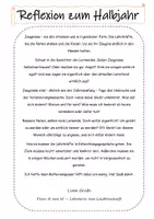 Vorschau - Arbeitsblätter - Halbjahr Reflexion zum Zeugnis - Deckblatt