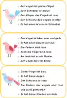 Vorschau - Arbeitsblätter - Lesekarten Vögel - Seite 1