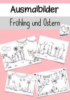Vorschau - Mal- und Bastelvorlagen - Ausmalbilder Ostern / Frühling - Kunstunterricht - Deckblatt