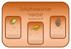 Vorschau - Stationenlernen - Schüttelwörter Herbst Spiegelschrift - Deckblatt