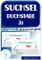 Vista previa - Hojas de trabajo - Suchsel / Buchstabenlabyrinth - Buchstabe Jj - mit Lösung - Alemàn / Deutsch - Portada
