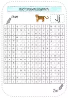 Vista previa - Hojas de trabajo - Suchsel / Buchstabenlabyrinth - Buchstabe Jj - mit Lösung - Alemàn / Deutsch - página 2