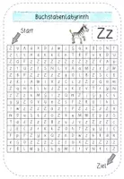 Vista previa - Hojas de trabajo - Suchsel / Buchstabenlabyrinth - Buchstabe Zz - mit Lösung - Alemàn / Deutsch - página 2