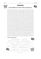 Vorschau - Arbeitsblätter - Suchsel Einkaufen (B1) Wortschatz – als PDF & Word - Seite 3