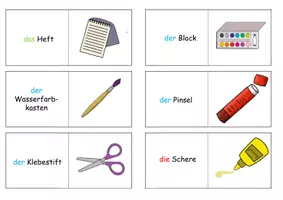 Vista previa - Juegos / Gamificación - Domino "Meine Schulsachen" alemán - página 1