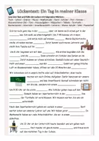 Vista previa - Hojas de trabajo - Cloze Lückentext "Ein Tag in meiner Klasse" alemán - Portada