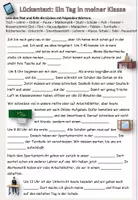 Vista previa - Hojas de trabajo - Cloze Lückentext "Ein Tag in meiner Klasse" alemán - página 3