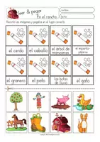 Aperçu - Feuilles d'exercices - leer y pegar - en el campo (animales) Espagnol - Page 3