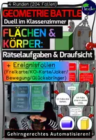 Vorschau - Unterrichtsreihen - Geometrie Battle: >FLÄCHEN & KÖRPER< Rätselaufgaben & Draufsicht - Deckblatt