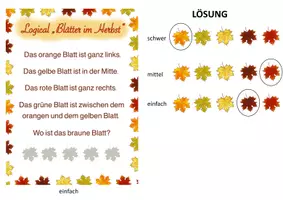 Vista previa - Hojas de trabajo - Logical "Blätter im Herbst" alemán - página 1