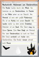 Vista previa - Hojas de trabajo - Dictado practicado "Halloween am Geisterschloss" alemán - Portada