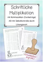 Vorschau - Arbeitsblätter - Schriftliche Multiplikation mit Kommazahlen - Deckblatt