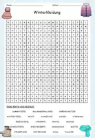 Vista previa - Hojas de trabajo - Búsqueda de puzles "Winterkleidung" alemán - Portada