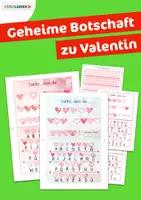 Vorschau - Mal- und Bastelvorlagen - Valentinstag Karte basteln 💝 Valentinsgeschenk Karten mit verschlüsselter Botschaft ✂️ - Deckblatt